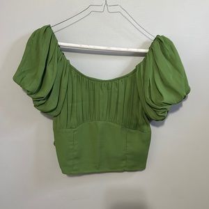 Puff sleeve smocked back crop top